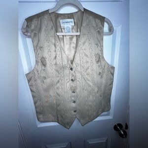 Vtg Liz Claiborne Collection Women's Large Beige Aztec Floral  Button Up Vest L